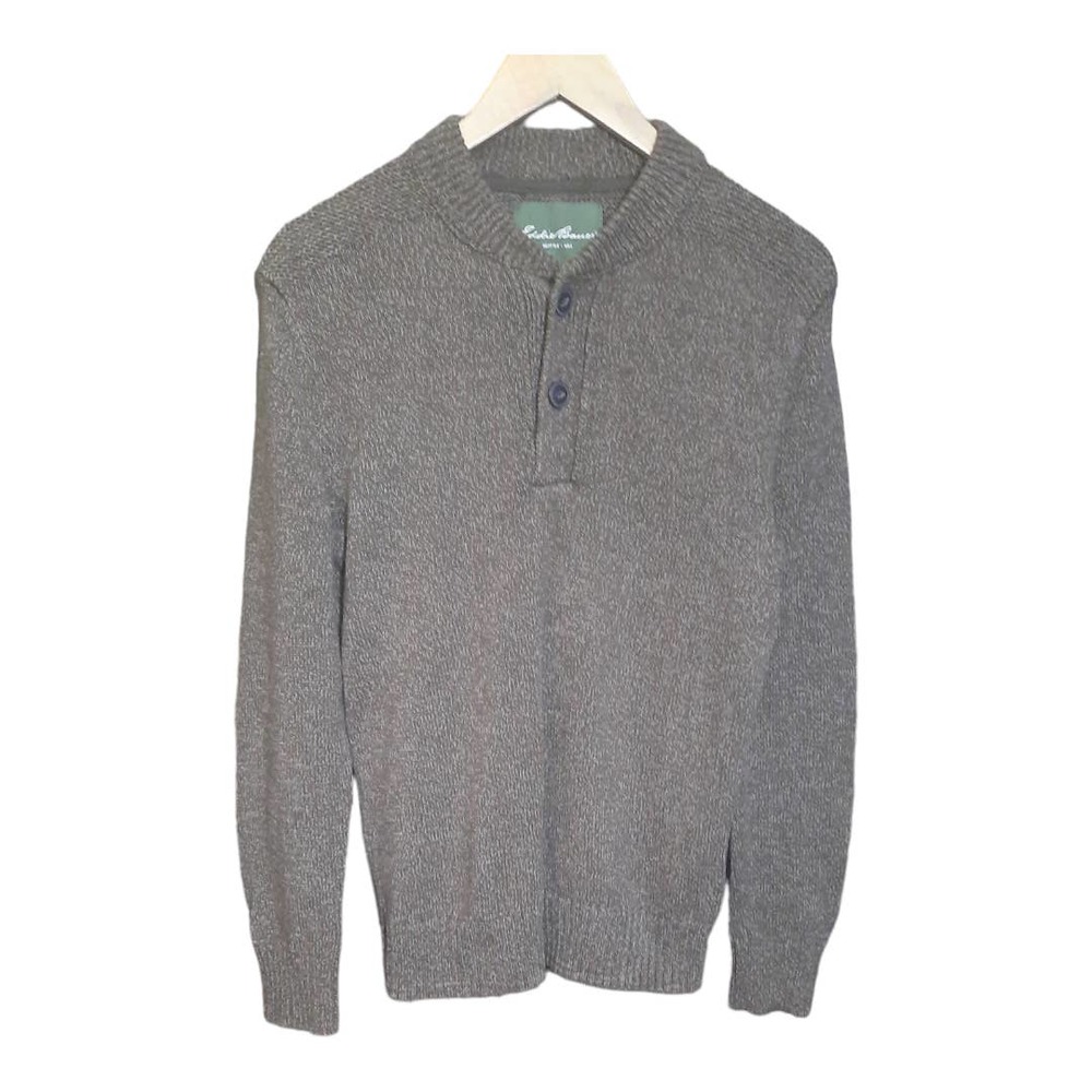 Eddie Bauer Mens Brown Two Button Knit Sweater Size Small